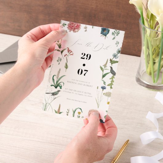 Secret Garden WildFlowers Lijst Save The Date Vellum Uitnodigingen (Draagbaar)