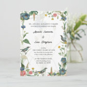 Secret Garden Wildflowers Wedding Invitation Kaart (Staand voorkant)