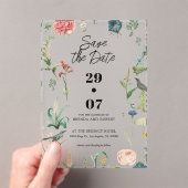 Secret Garden Wildflowers Wedding Save The Date Acryl Uitnodigingen (Insitu (Draagbaar))