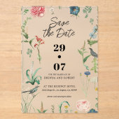 Secret Garden Wildflowers Wedding Save The Date Acryl Uitnodigingen (Voorkant)