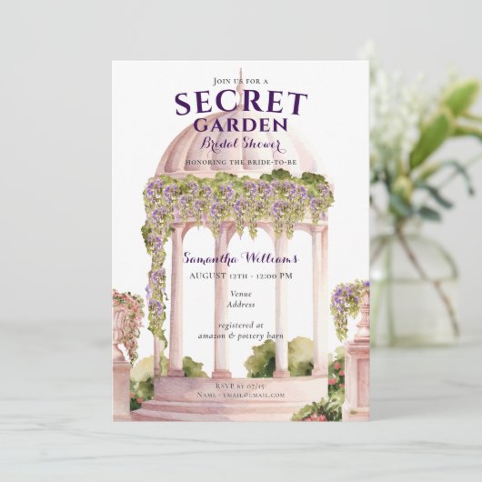 Secret Garden Wisteria  Gazebo Bruidsshow Kaart (Staand voorkant)