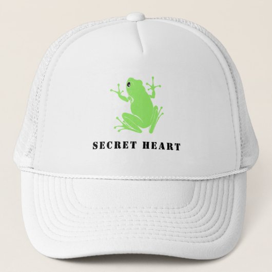 Secret Heart Green Frog Custom Text Trucker Pet (Voorkant)