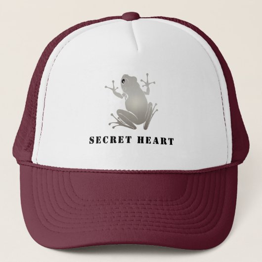 Secret Heart Silver Frog Custom Text Trucker Pet (Voorkant)