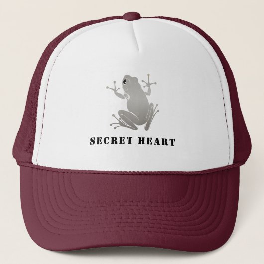 Secret Heart Silver Frog Custom Text Trucker Pet (Voorkant)