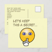 Secret hush emoticon surprise party uitnodiging briefkaart (Voorkant / Achterkant)