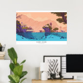 Secret Island Pixel art diorama Poster (Thuiskantoor)