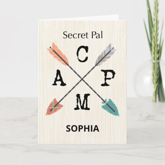 Secret Pal Camp Personaliseer Naam Pijlen Kaart (Voorkant)