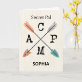 Secret Pal Camp Personaliseer Naam Pijlen Kaart (Gele Bloem)