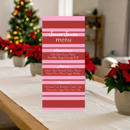 Secret Santa Cabana Roze en rode Stripe Preppy Menu