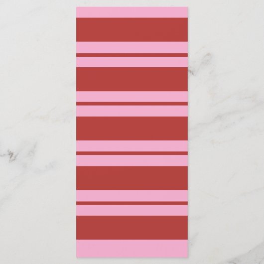 Secret Santa Cabana Roze en rode Stripe Preppy Menu (Achterkant)