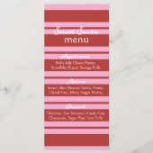 Secret Santa Cabana Roze en rode Stripe Preppy Menu (Voorkant)