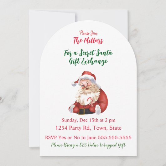 SECRET SANTA Christmas Party Kaart (Voorkant)