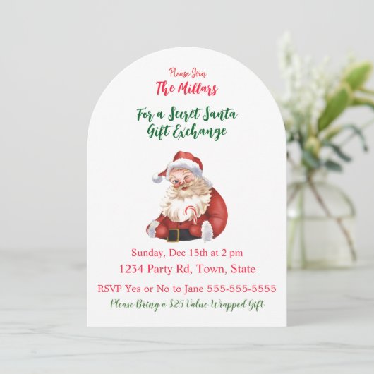 SECRET SANTA Christmas Party Kaart (Staand voorkant)