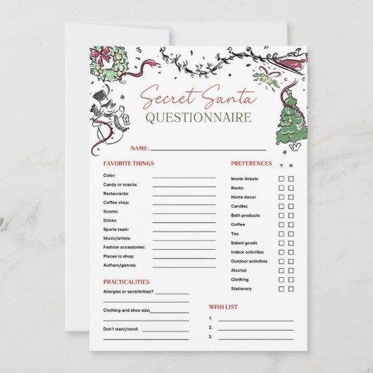 Secret Santa Co Worker Gift Exchange Kaart (Voorkant)