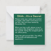 Secret Santa Gift Exchange Green Party SM Uitnodig Notitiekaartje (Achterkant)