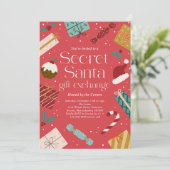 Secret Santa Gift Exchange Holiday Party Kaart (Staand voorkant)