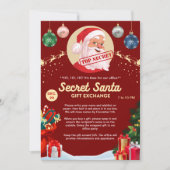 Secret Santa Gift Exchange Kantoor Home Red Party Kaart (Voorkant)