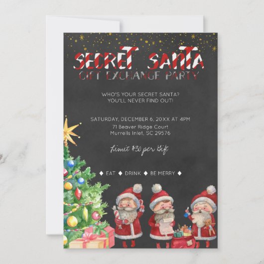 Secret Santa Gift Exchange Party Uitnodiging (Voorkant)