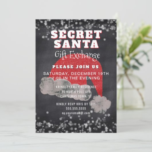 Secret Santa Gift Exchange Party Uitnodiging (Staand voorkant)