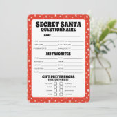 Secret Santa Gift vragenlijst Feestdagenkaart (Staand voorkant)