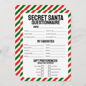 Secret Santa Gift vragenlijst Kaart (Voorkant / Achterkant)