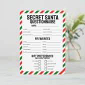 Secret Santa Gift vragenlijst Kaart (Staand voorkant)