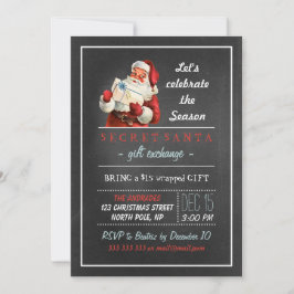 Secret Santa Holiday Party 5x7  Chalkboard Kaart