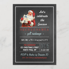 Secret Santa Holiday Party 5x7 Chalkboard Kaart