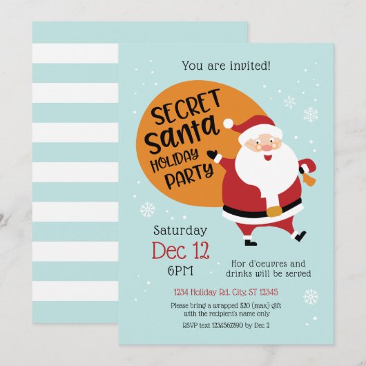 Secret Santa Holiday Party Uitnodiging (Voorkant / Achterkant)