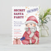 Secret Santa Invitation, Christmas Invitations Kaart (Staand voorkant)