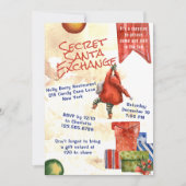 Secret Santa Kerstmis Party Moderne Waterverf Kaart (Voorkant)