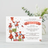 Secret Santa Kerstmis Party Moderne Waterverf Kaart (Staand voorkant)