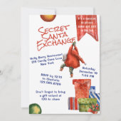 Secret Santa Kerstmis Party Moderne Waterverf Kaart (Voorkant)