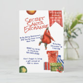 Secret Santa Kerstmis Party Moderne Waterverf Kaart (Staand voorkant)