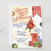 Secret Santa Kerstmis Party Moderne Waterverf Kaart (Voorkant)