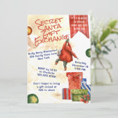 Secret Santa Kerstmis Party Moderne Waterverf Kaart (Staand voorkant)