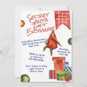 Secret Santa Kerstmis Party Moderne Waterverf Kaart (Voorkant)