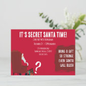 Secret Santa Party – Funny Invitation Card Kaart (Staand voorkant)