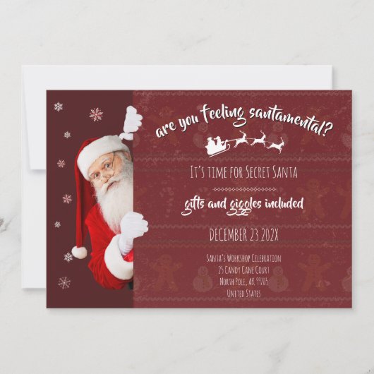 Secret Santa Party – Gifts & Giggles Invite (Voorkant)
