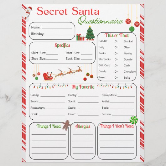 Secret Santa Questionnaire Flyer (Voorkant)