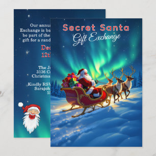 Secret Santa slee & Noorderlicht 5x7 Feest Kaart