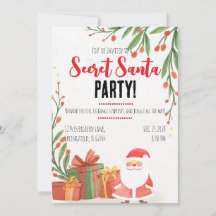 Secret Santa Watercolor Kerstfeest Kaart