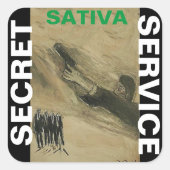 SECRET SERVICE SATIVA VIERKANTE STICKER (Voorkant)