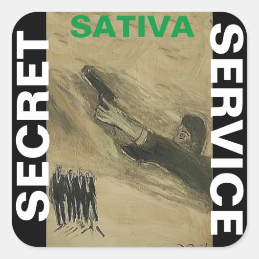 SECRET SERVICE SATIVA VIERKANTE STICKER (Voorkant)