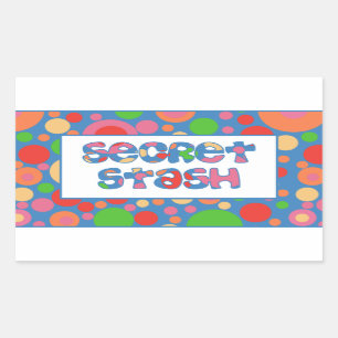 Secret Stash Labels, helder en bubbelbaar patroon Rechthoekige Sticker