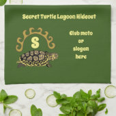 Secret Turtle Lagoon Hideout Photo Monogram Theedoek (Gevouwen)