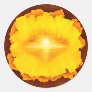 "Secret World" surrealistische zonsondergang eilan Ronde Sticker