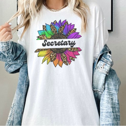 Secretaresse Beroep Regenboog Zonnebloem T-shirt