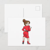 Secretaresse in jurk met hoge hakken briefkaart (Voorkant / Achterkant)