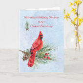 Secretaresse Waardering Zakelijk Kerstmis Kardinaa Kaart (Gele Bloem)
